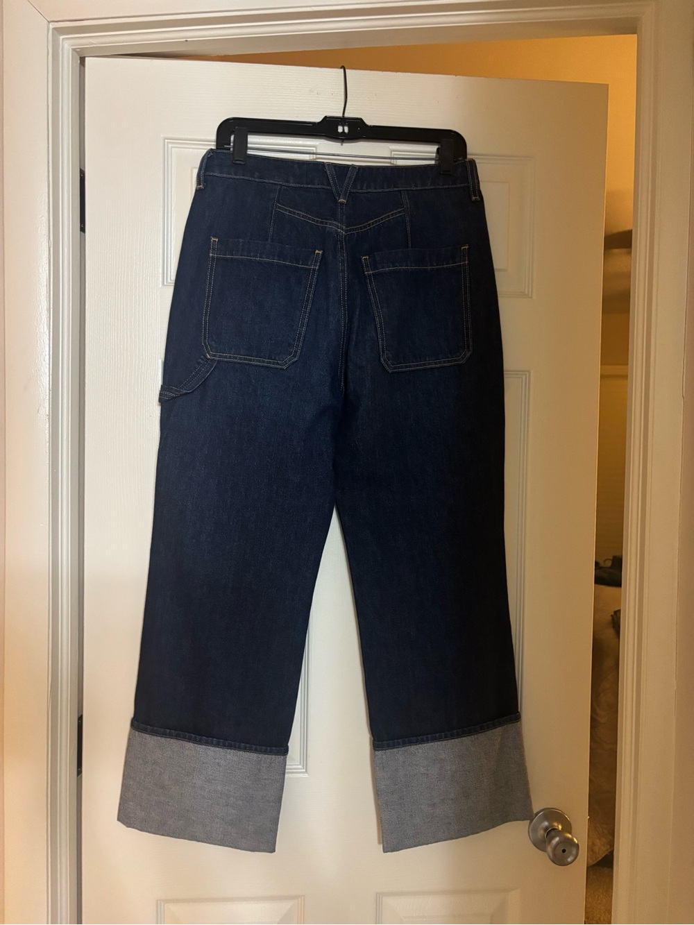 Veronica Beard Dark Indigo Cropped Wide-Leg Jeans - Picture 6 of 7